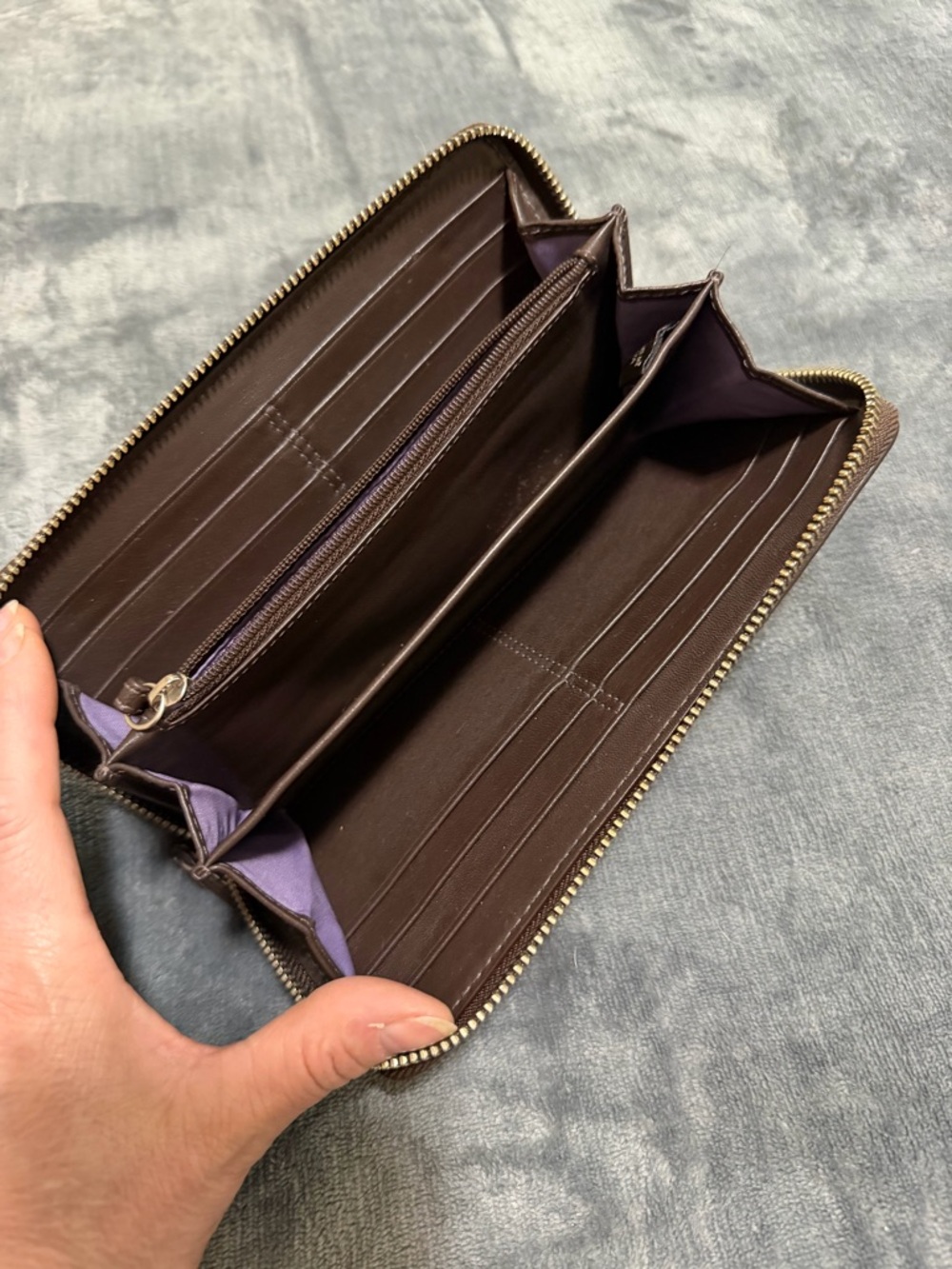 Coach Brown Pebble Leather Zip Around Accordion Chelsea Wallet - Picture 5 of 6